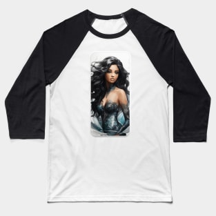 Beautiful Black Mermaid in Phone Baseball T-Shirt